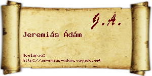 Jeremiás Ádám névjegykártya